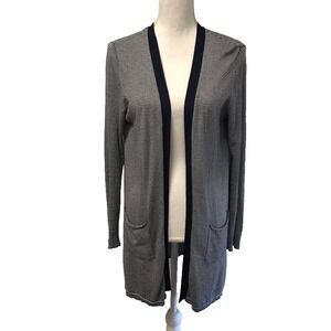 ATM Silk Wool Cashmere Cardigan Sweater Jumper Womens Small Blue Stripe